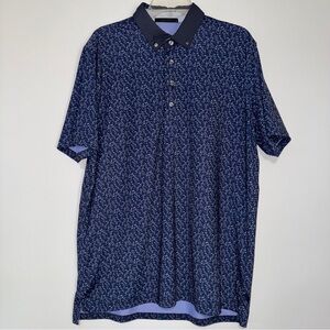 Greyson Wolves all over Print Polo Men’s Large Gray, Purple and Blue